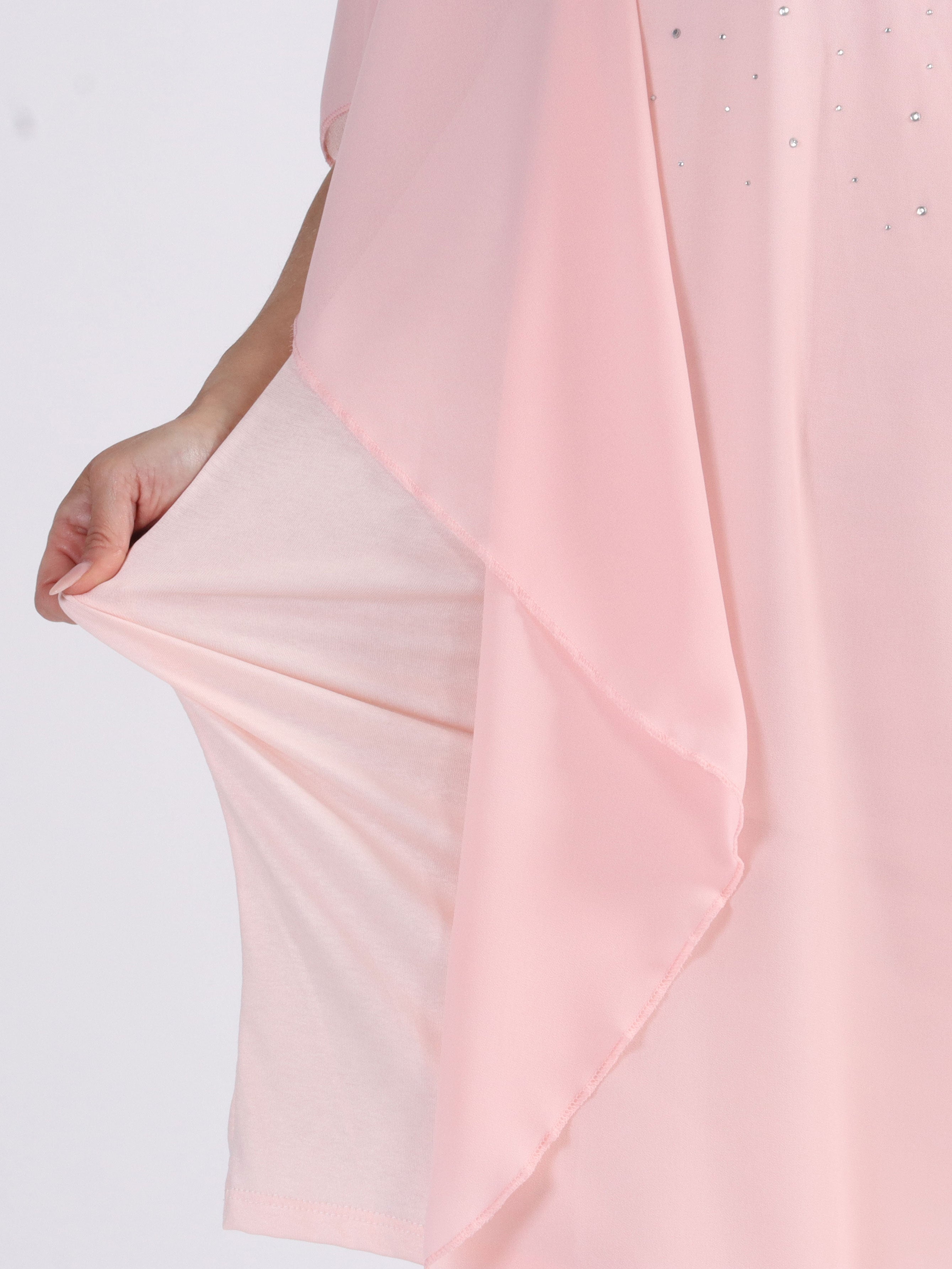 Kenya Crystal - Plus size tunikakjole med chiffonlag og similisten